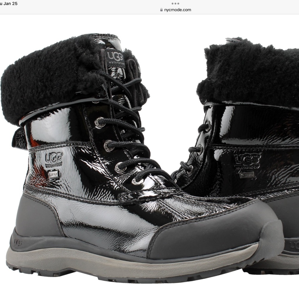 UGG ADIRONDACK III PATENT LEATHER BLACK BOOTS - WOMEN'S size 8 New with Box